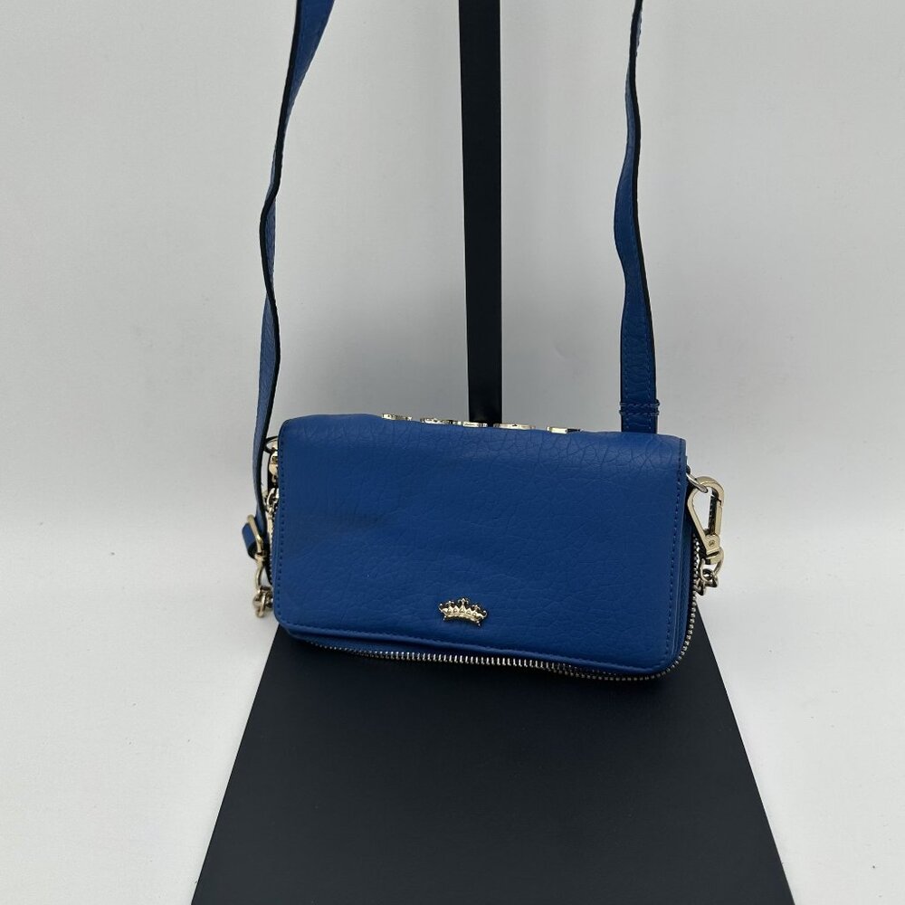 Juicy Couture Blue Leather Crossbody Wallet With Chain Strap